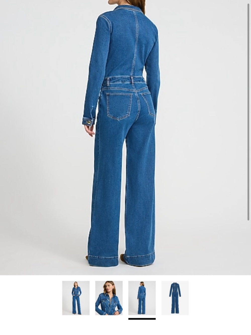 Express Blue Denim Wide-Leg Jumpsuit - Picture 2 of 2